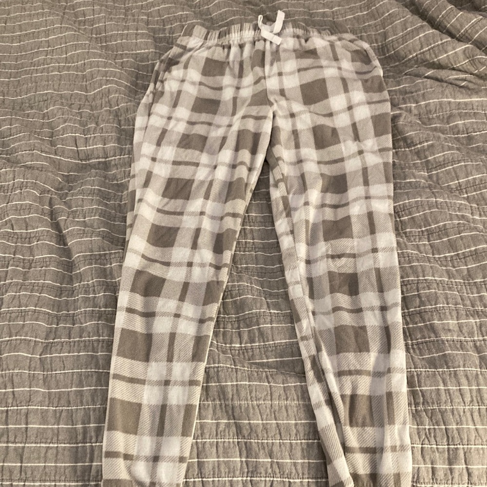 White and gray pj pants